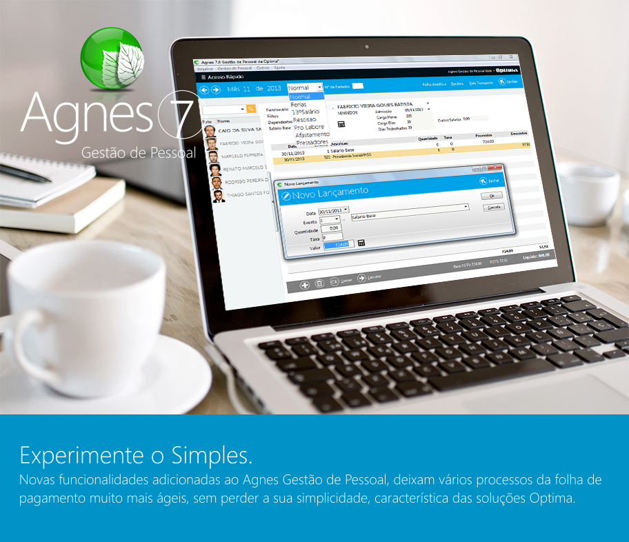 Folha de Pagamento Agnes 7.0 da Optima Software, programa para gestão de pessoal